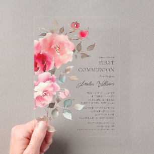 Blush Blossoms Première communion Invitation