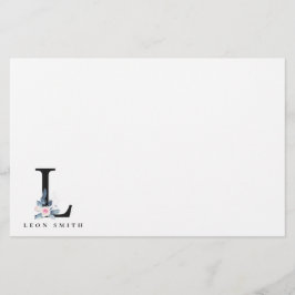 BLUSH BLUE BLUE FLORAL ALPHABETS NAME LETTER L BRIEFPAPIER