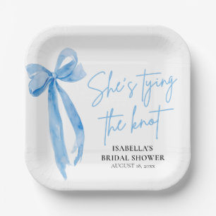 Blush Blue Bow Sie bindet das Brautparty des Knote Pappteller