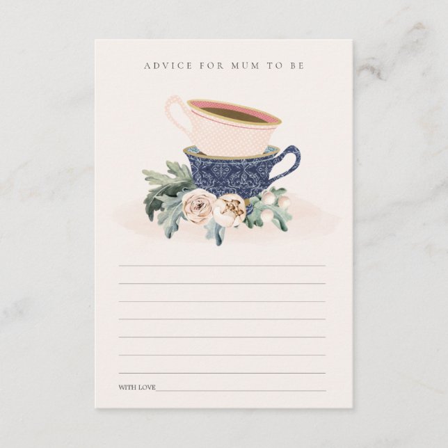 Blush Blue Cup Blumenempfehlung für Mama Baby Dusc Begleitkarte (Vorderseite)