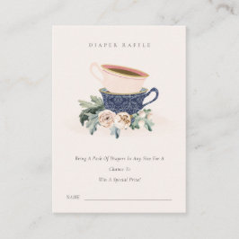 Blush Blue Cups Bläserne Windeln Raffle Baby Dusch Begleitkarte
