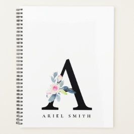BLUSH BLUE FLORAL ALPHABETS NAME LETTER A PLANER