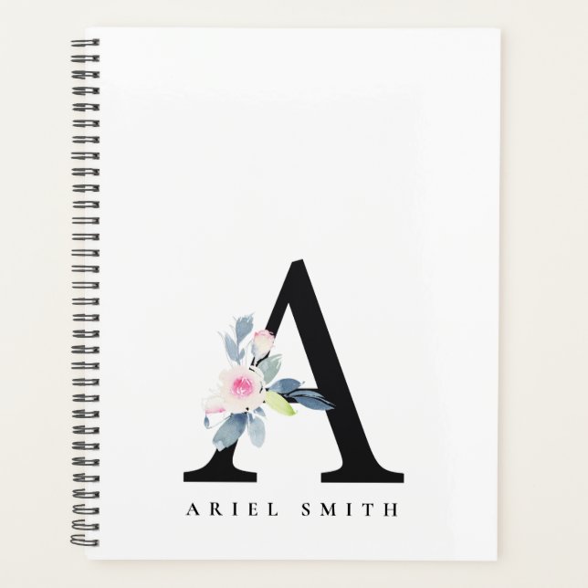 BLUSH BLUE FLORAL ALPHABETS NAME LETTER A PLANER (Vorderseite)
