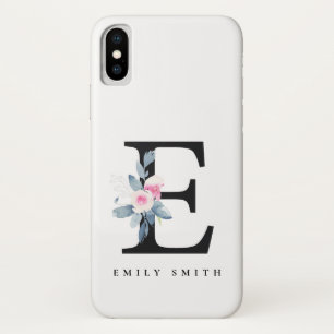 BLUSH BLUE FLORAL ALPHABETS NAME LETTER E Case-Mate iPhone HÜLLE