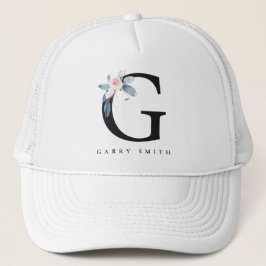BLUSH BLUE FLORAL ALPHABETS NAME LETTER G TRUCKERKAPPE
