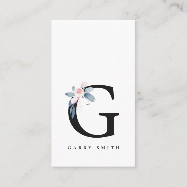 BLUSH BLUE FLORAL ALPHABETS NAME LETTER G VISITENKARTE (Vorderseite)