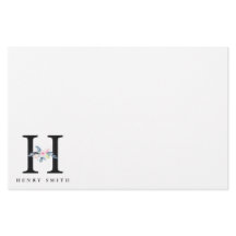 BLUSH BLUE FLORAL ALPHABETS NAME LETTER H