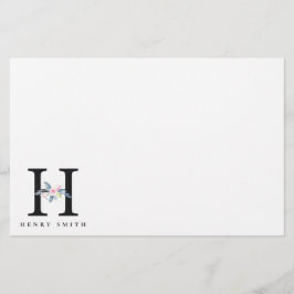 BLUSH BLUE FLORAL ALPHABETS NAME LETTER H BRIEFPAPIER