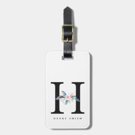 BLUSH BLUE FLORAL ALPHABETS NAME LETTER H GEPÄCKANHÄNGER