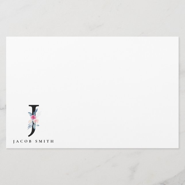 BLUSH BLUE FLORAL ALPHABETS NAME LETTER J BRIEFPAPIER (Vorderseite)