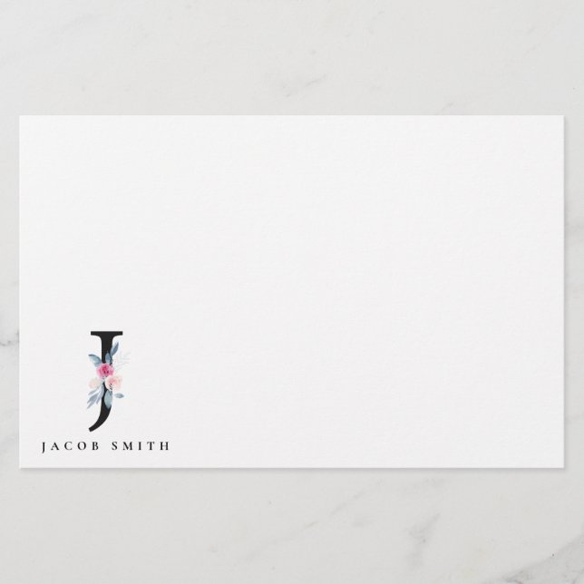 BLUSH BLUE FLORAL ALPHABETS NAME LETTER J BRIEFPAPIER (Vorderseite)