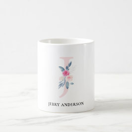 BLUSH BLUE FLORAL ALPHABETS NAME LETTER J KAFFEETASSE
