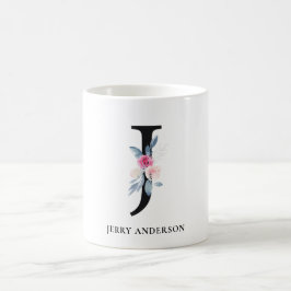 BLUSH BLUE FLORAL ALPHABETS NAME LETTER J KAFFEETASSE
