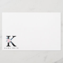 BLUSH BLUE FLORAL ALPHABETS NAME LETTER K BRIEFPAPIER
