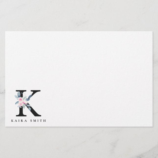 BLUSH BLUE FLORAL ALPHABETS NAME LETTER K BRIEFPAPIER (Vorderseite)