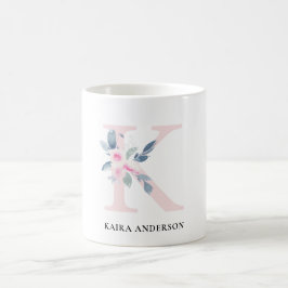 BLUSH BLUE FLORAL ALPHABETS NAME LETTER K KAFFEETASSE