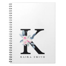 BLUSH BLUE FLORAL ALPHABETS NAME LETTER K