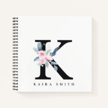BLUSH BLUE FLORAL ALPHABETS NAME LETTER K