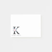 BLUSH BLUE FLORAL ALPHABETS NAME LETTER K