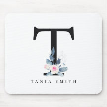 BLUSH BLUE FLORAL ALPHABETS NAME LETTER