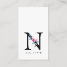 BLUSH BLUE FLORAL ALPHABETS NAME LETTER N