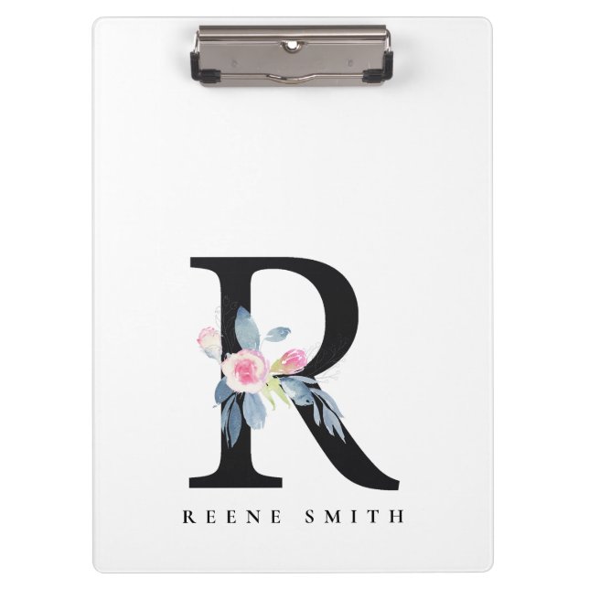 BLUSH BLUE FLORAL ALPHABETS NAME LETTER R KLEMMBRETT (Vorderseite)