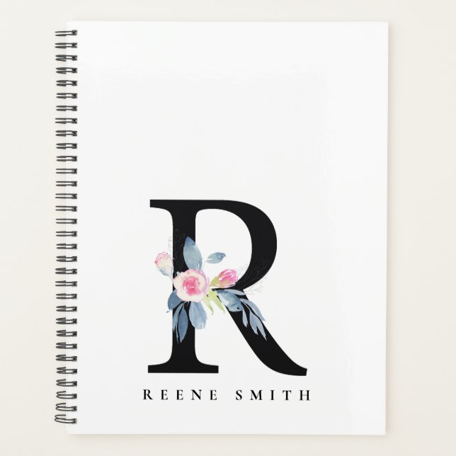 BLUSH BLUE FLORAL ALPHABETS NAME LETTER R PLANER (Vorderseite)