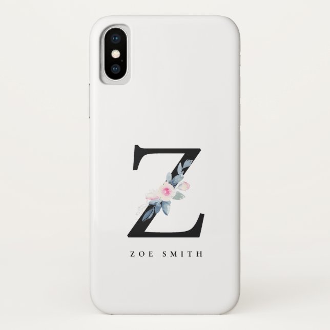 BLUSH BLUE FLORAL ALPHABETS NAME LETTER Z Case-Mate iPhone HÜLLE (Rückseite)