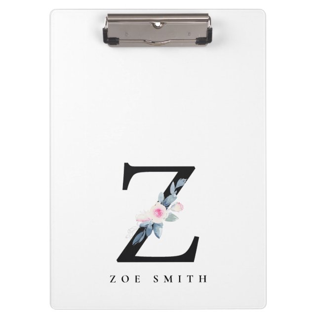 BLUSH BLUE FLORAL ALPHABETS NAME LETTER Z KLEMMBRETT (Vorderseite)