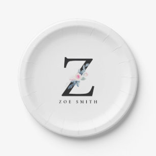 BLUSH BLUE FLORAL ALPHABETS NAME LETTER Z PAPPTELLER