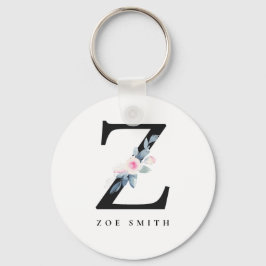 BLUSH BLUE FLORAL ALPHABETS NAME LETTER Z SCHLÜSSELANHÄNGER