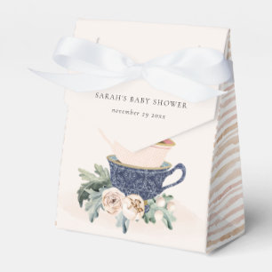 Blush Blue Floral gestapelte Teebeutel Babydusche Geschenkschachtel