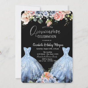 Blush Blue Rose Blue Glitzer Dress Einladung