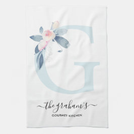 BLUSH BLUE WHUE BLLORAL ALPHABETS SCHREIBEN G GESCHIRRTUCH