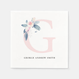 BLUSH BLUE WHUE BLLORAL ALPHABETS SCHREIBEN G SERVIETTE