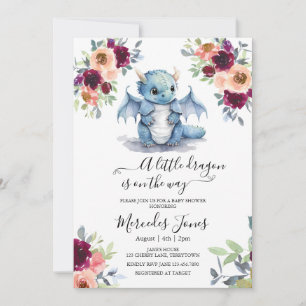 Blush Blues Blues Dragon Baby Dusche Einladung
