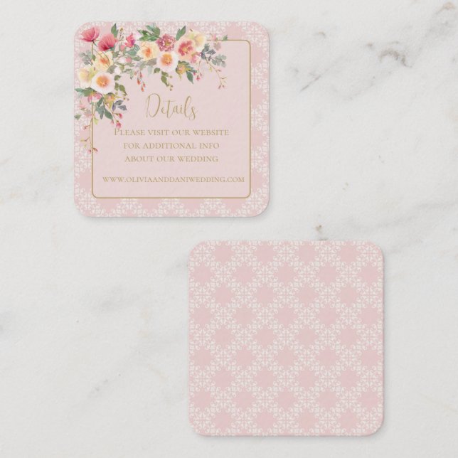 Blush Blues Hochzeitskarte für Frühjahr Begleitkarte (Vorne/Hinten)
