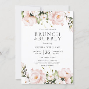 Blush Blume Brunch & Bubbly Brautparty Einladung