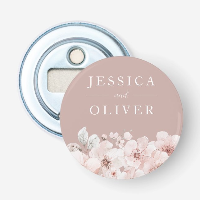 Blush Blume Dusty Pink Wedding Flaschenöffner (Vorderseite)