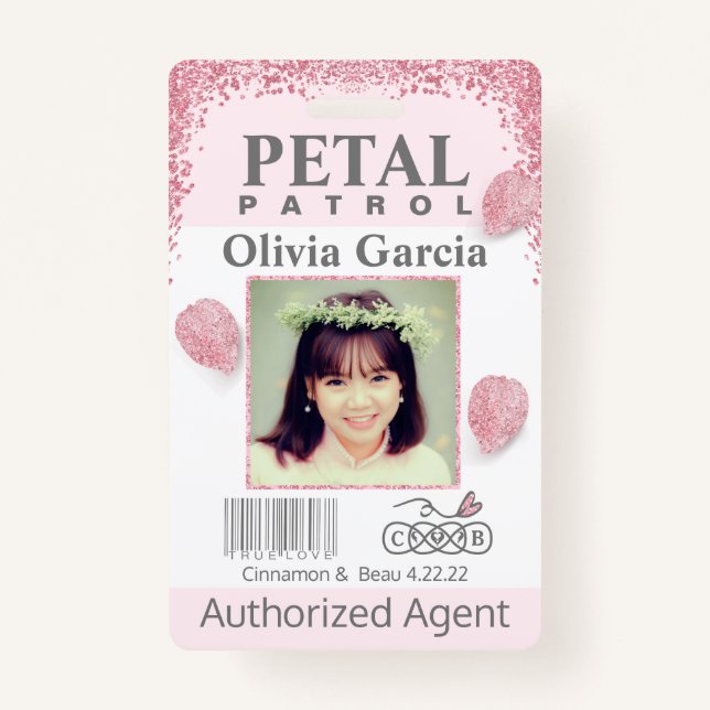 Blush Blume Girl Petal Patrol Abzeichen Ausweis (Vorderseite)