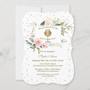 Blush Blume Gold Confetti Girl Einladung