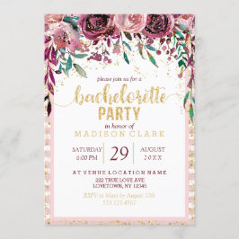 Blush Blume Gold Junggeselinnen-Abschied Einladung