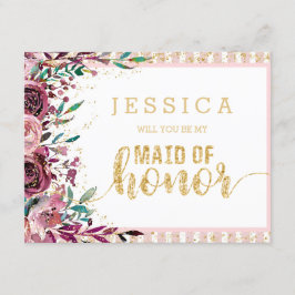 Blush Blume Gold werden Sie meine Trauzeugin sein Einladung