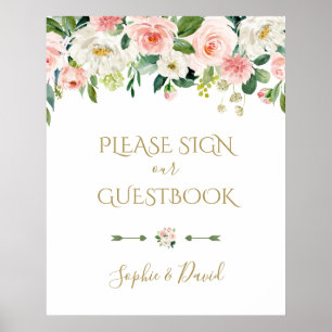 Blush Blume Hochzeit Bitte unterschreiben Sie unse Poster