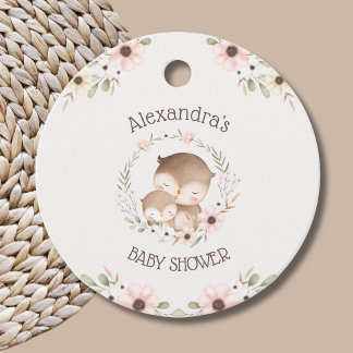Blush Blume Owl Baby Girl Dusche Vielen Dank Geschenkanhänger