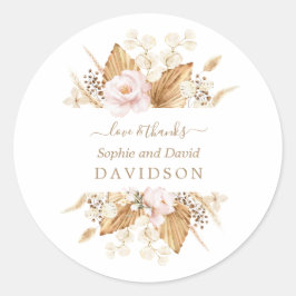 Blush Blume Pampas Gras getrocknete Palme Hochzeit Runder Aufkleber