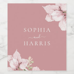 Blush Blume Petals Wedding Weinetikett