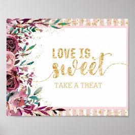 Blush Blume Streifen Gold Confetti Liebe ist süß Poster