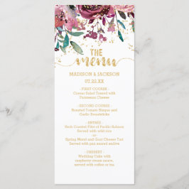 Blush Blume Streifen und Goldmedaille für Hochzeit Menükarte