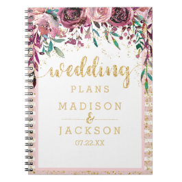 Blush Blume Streifen und Goldzauberplaner Notizblock